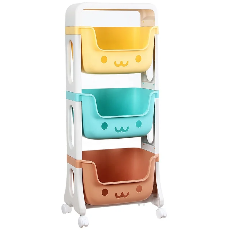 
Household 2-4 Layer Kitchen Sundries Storage basket rack kids toy storage organizer Plastic Shelf With Wheels 