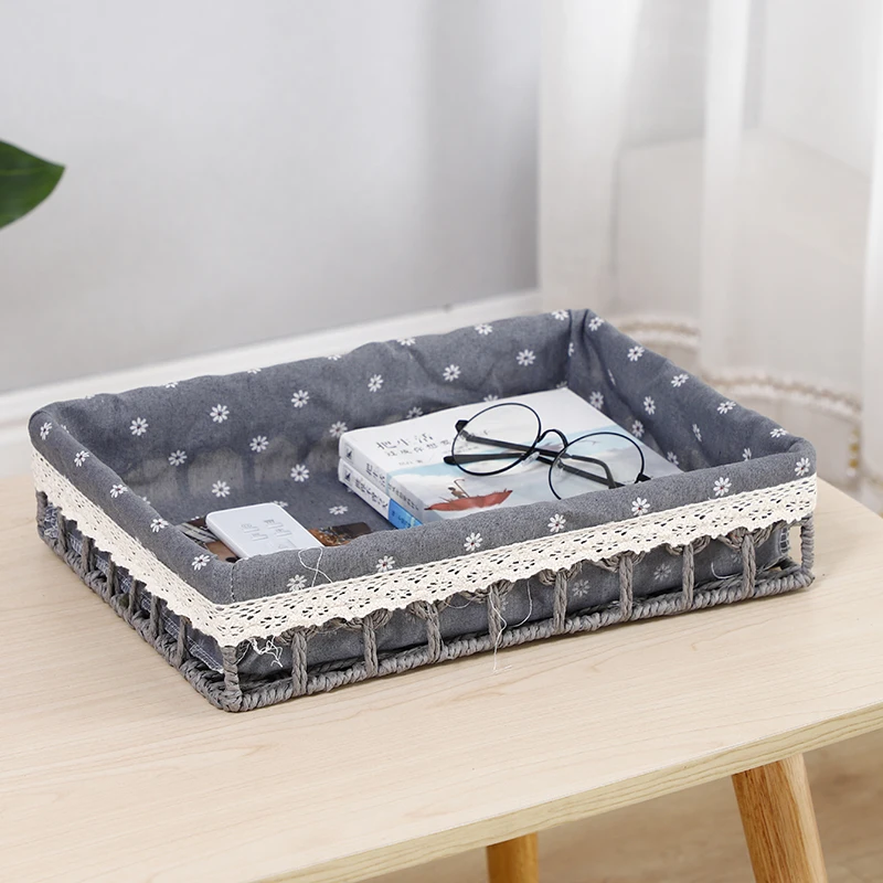 Kingwillow Set of 3 Household Natural Paper Twine Baskets with Handles For Countertop Home Office Storage