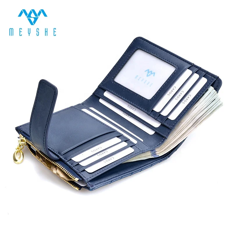 Factory price high quality soft genuine leather smart pocket rfid wallet for women