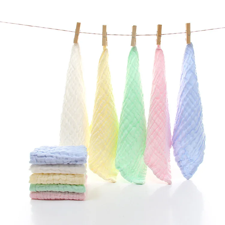 Newborn 100% cotton 6 layers gauze muslin face infant wash cloth kids handkerchief teething saliva baby face towel