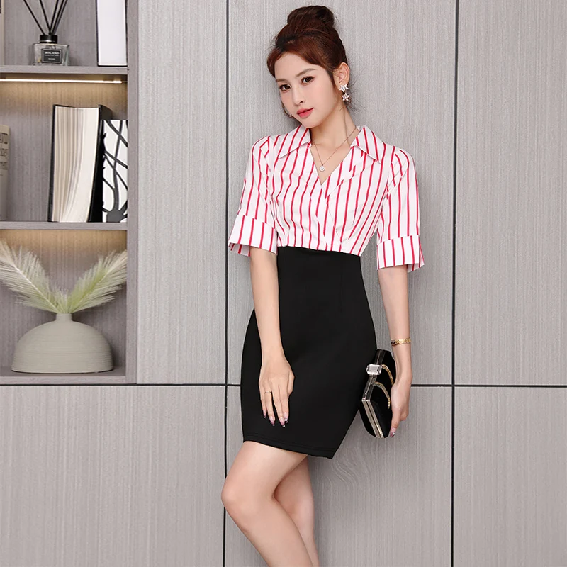 Made in China Large size V-neck shorts suit sauna foot bath uniform couple home pajamas fold pattern
