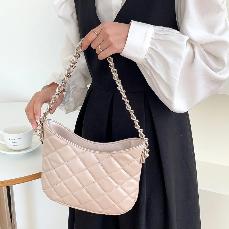 Luxury Women Diamond Underarm Bag Wholesale PU Leather Plaid Shoulder Hand Bag Brand New High Quality Lady Chain Channel Handbag