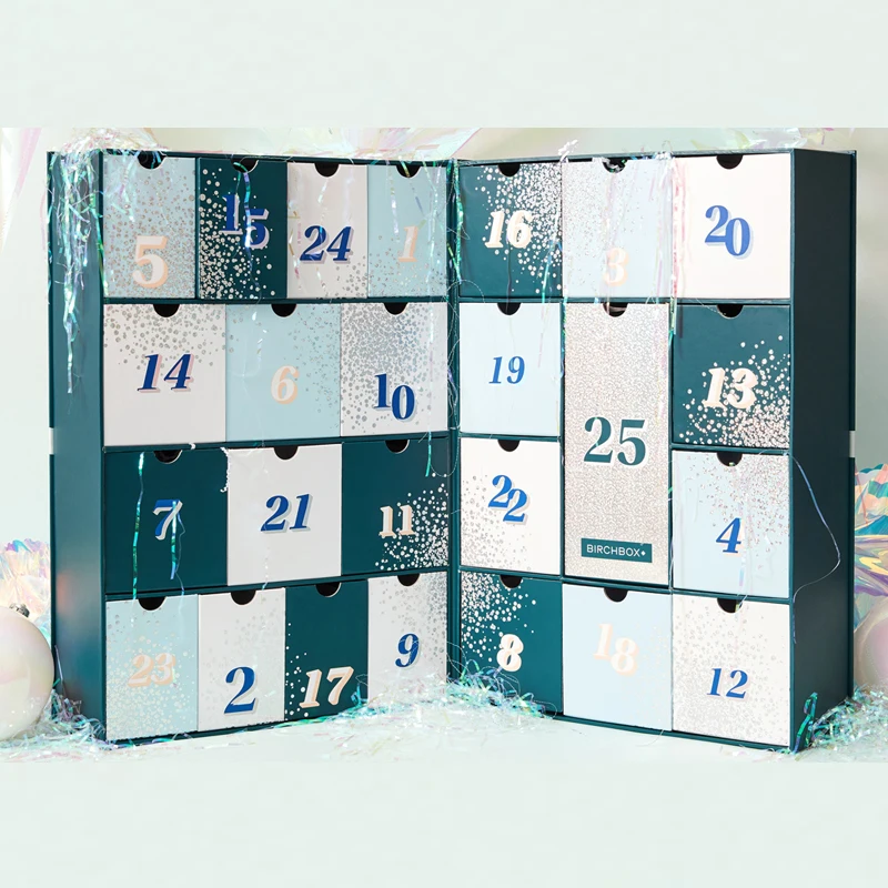 Christmas Cookie Advent Calendar Packaging Grey board white card Box Advent Calendar Box 12 Days