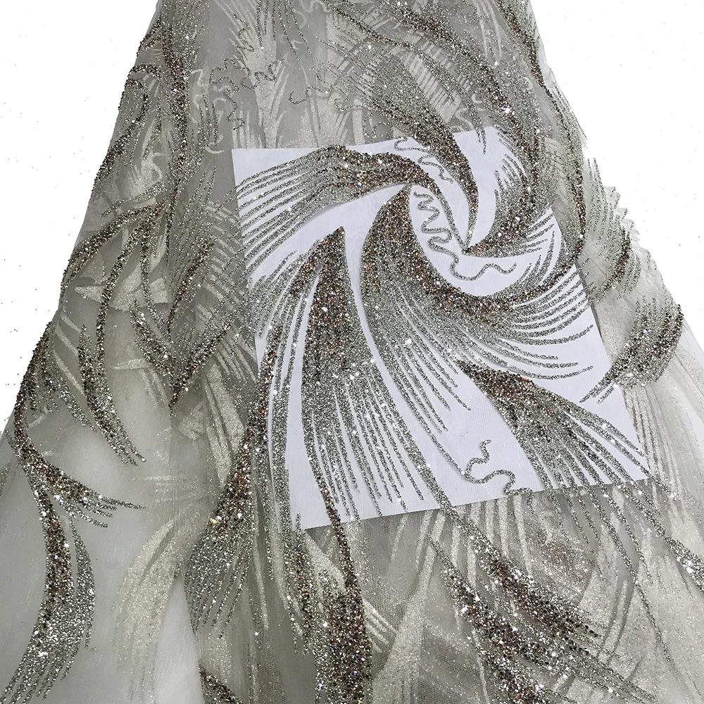 Peach/Ice Blue/White/Cream Shiny George African Nigerian Net Rhinestone Fabric Crystals Glitter Lace from China Wholesale Price