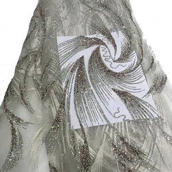 Peach/Ice Blue/White/Cream Shiny George African Nigerian Net Rhinestone Fabric Crystals Glitter Lace from China Wholesale Price