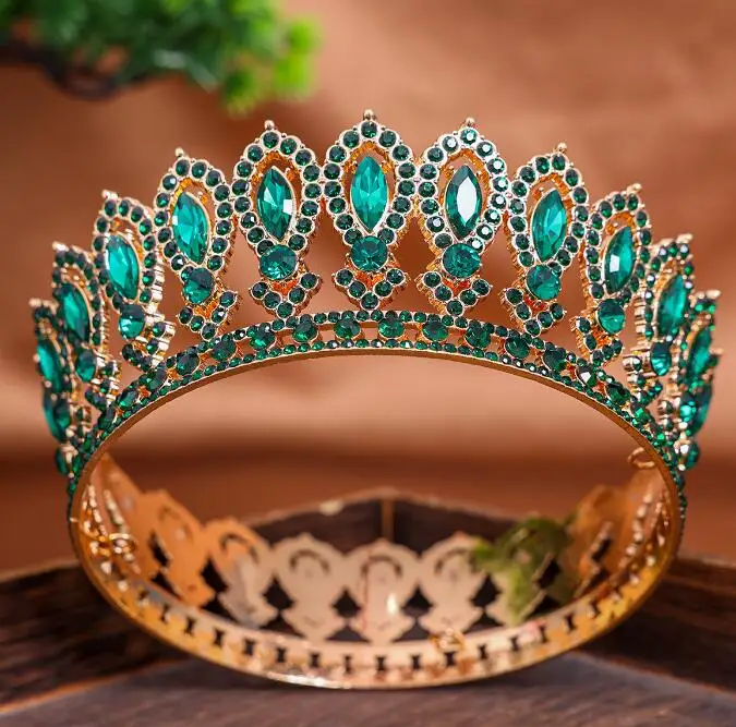 Competitive Price Colorful Customized Crown And Tiaras Full Rhinestone Tiara Round Crowns