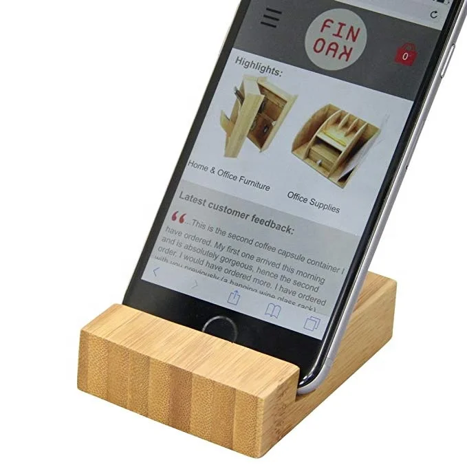 Wholesale high quality desk mobile phone stand custom logo wooden and bamboo cell phone holder smartphone holder