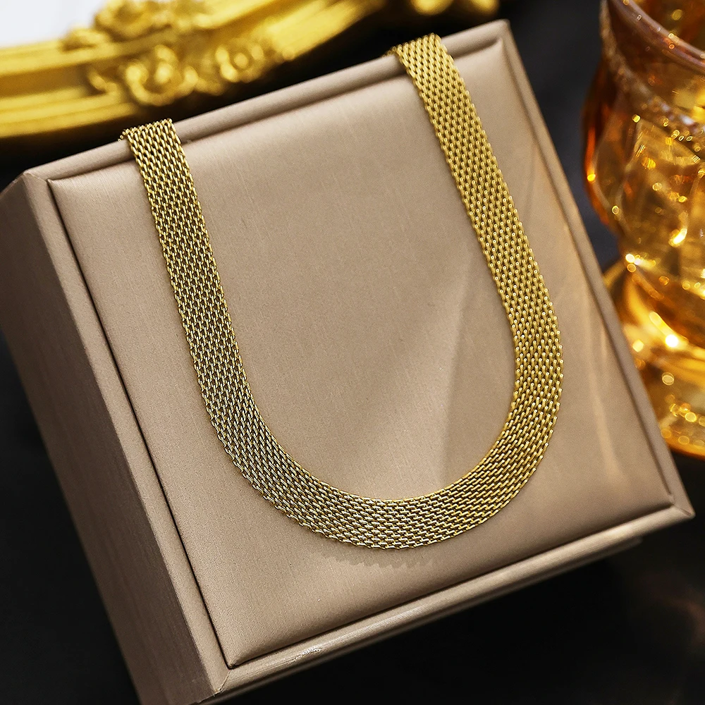 XIXI Luxury Personalized Custom Letter M 18k Gold Plated Women Stainless Steel Wide Chain Choker Fashion Jewelry Necklaces