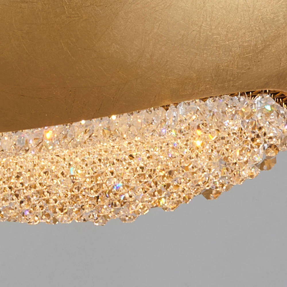 2025 Innovative design modern simple style handmade gold leaf craft crystal pendant light home decor luxury classic lighting