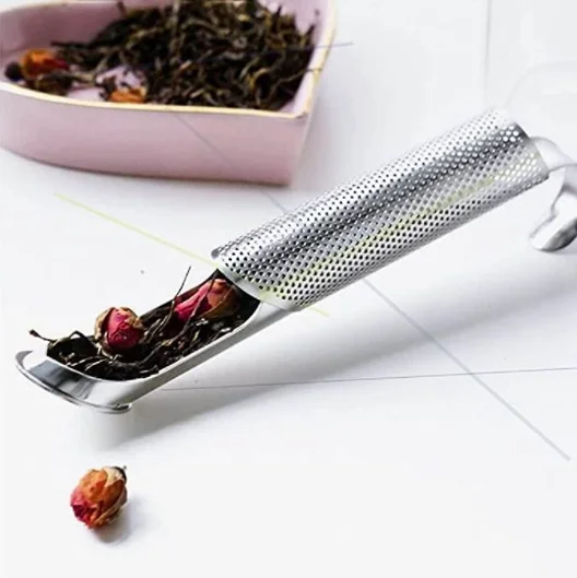 Stainless Steel Hot Tea Strainer Plunger Tea Infuser Mesh Filter,  Reusable Filter Pipe Steeper for Loose Tea Leaf Herbs Spice