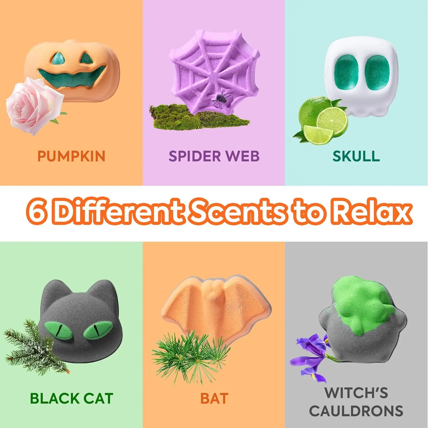 Halloween Bath Bombs for Women and Kids, Handmade Organic Bath Bombs Gift Set, Natural Bubble Bath with Spooky Bath Bombs