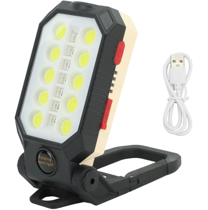 LED Work Light Super Bright Angle Adjustable Magnetic Adsorption IP66 Rechargeable COB Work Lamp with G1/4 Interface