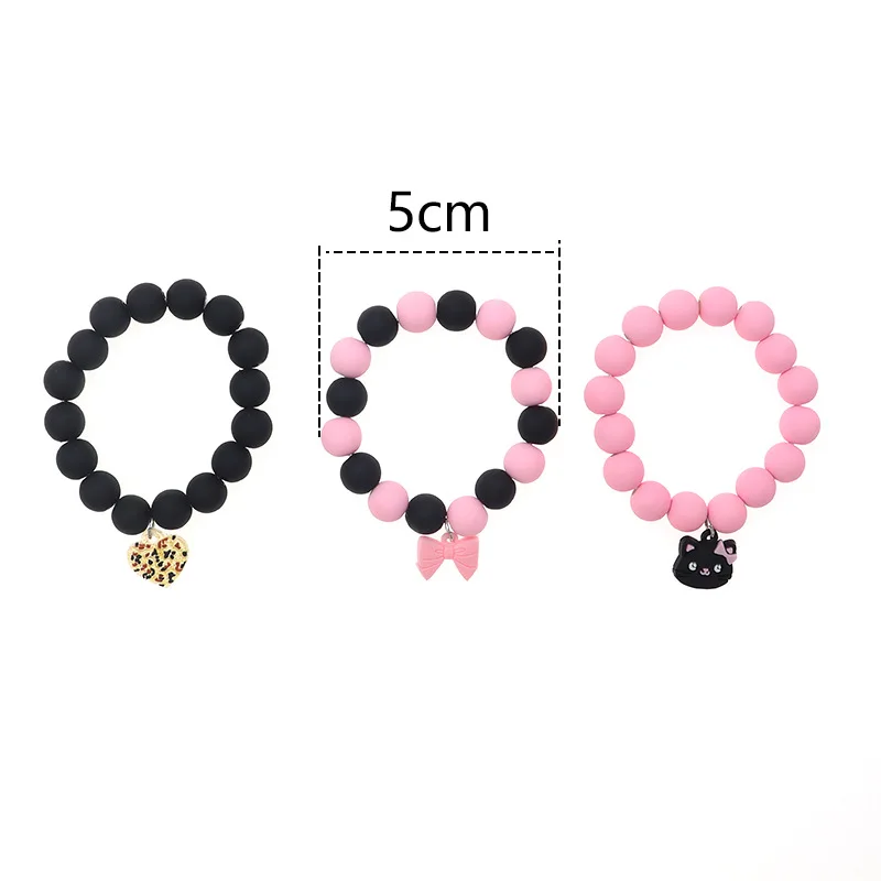 
Explosive Acrylic Paint Beads Hanging Cat Interactive Knotting Green Onion Pink Peach Heart Three-piece Set 