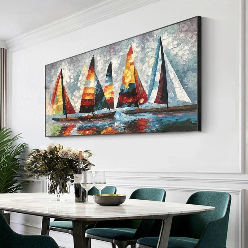 Living Room Bedroom Wall Decor 100% Hand Painted Abstract Landscape Modern Pictures hand painted oil painting with frame