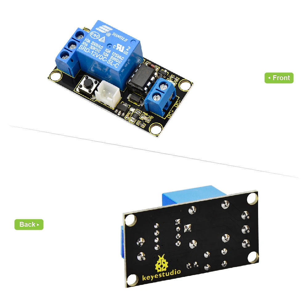  Управляемый кнопкой одноканальный релейный модуль Keyestudio 12 В для Arduino (черный и экологически чистый) кнопочное управление один канал