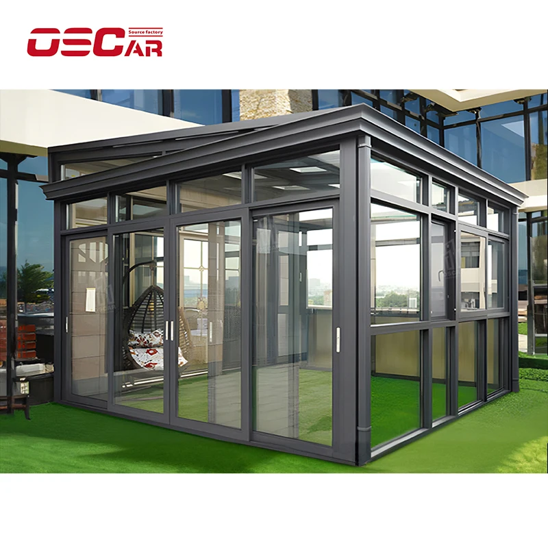 Aluminum Alloy Sunroom European Style Modern Glass Greenhouse Custom Factory Direct Sales For Villa Balcony