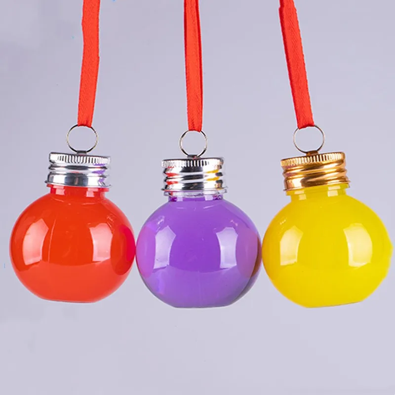Hot Selling 50ml 100ml 250ml PET Plastic Ball Shape Christmas Tree Ornaments Sphere Bottle Juice Milk Tea Drink Bottle