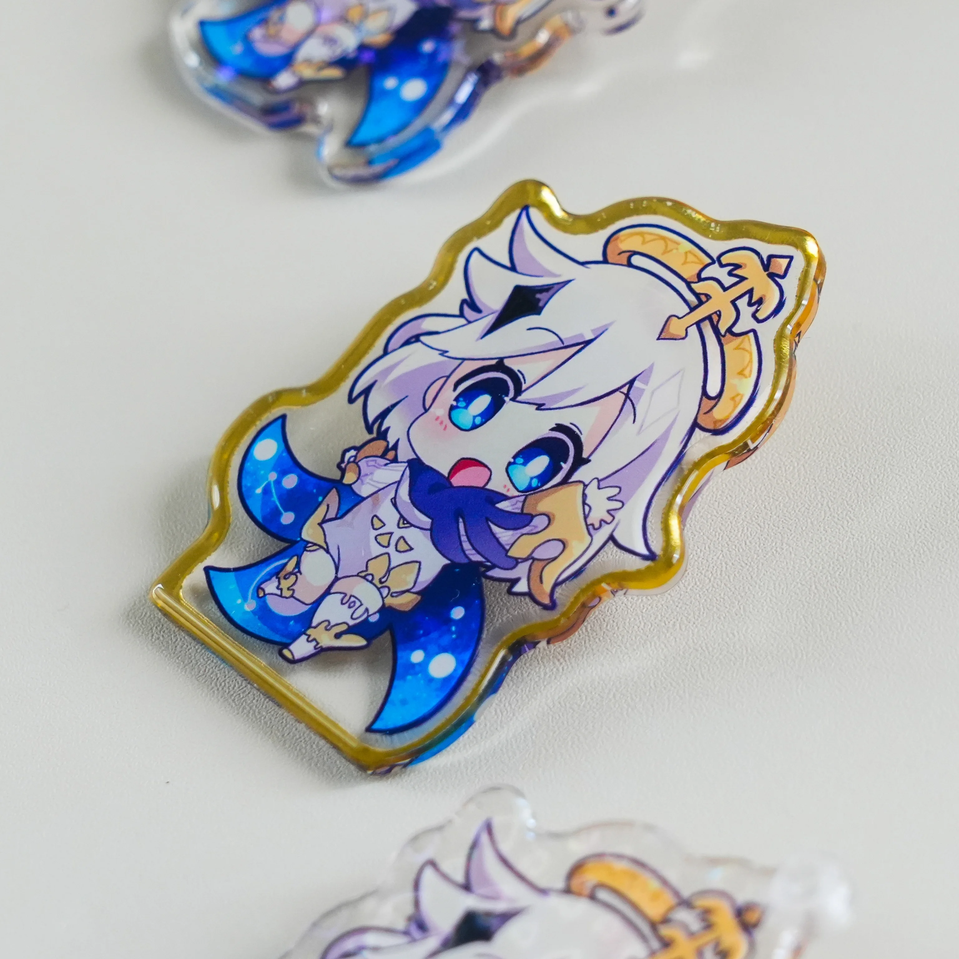 Jinlei custom anime character popular rainbow laser glitter charms hologram epoxy plastic acrylic keychains