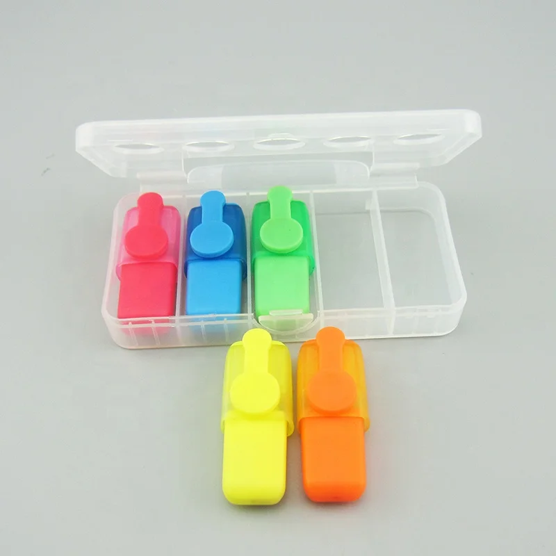 5 in 1 smile face gift colorful highlighter markers pen set with plastic case fluorescent marker highlighters for promotion