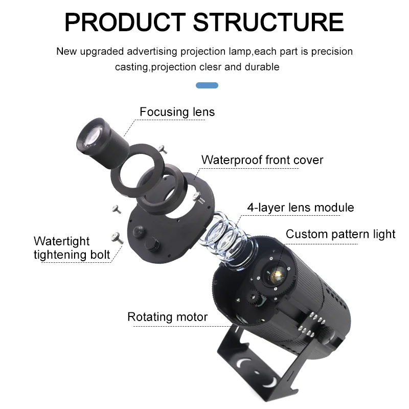 200w gobo projector outdoor wall  building rotating logo display ip65 waterproof facade advertising light