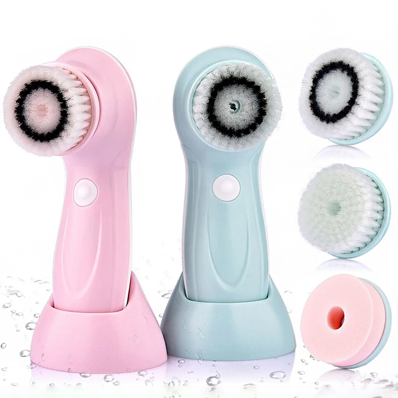 Low Price 360 Degrees Spin Brush Electric Facial Brush Cleaner 3 in 1 with Make Up Head Face Washing Brush