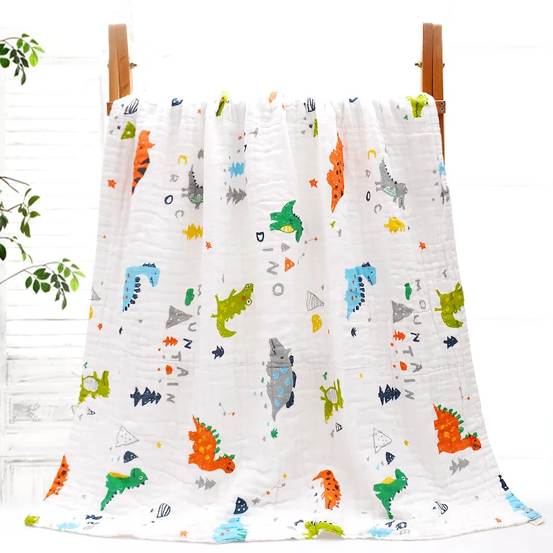 Wholesale Baby 2024 Muslin blanket  Fashion Design Printed Floral Washable Cloth Eco-friendly wrapped towel