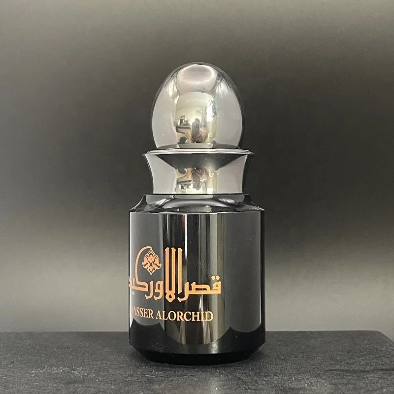 BM Luxury fancy arabian attar K9 crystal black essential oud oil bottle empty oil perfume crystal bottle with silver metal lid