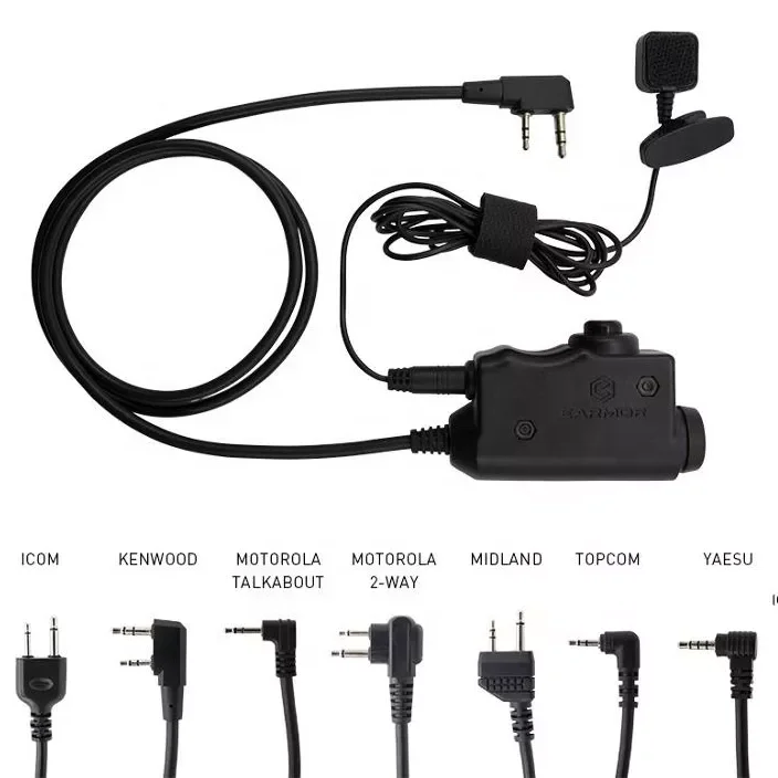 OPSMEN EARMOR M52 PTT Push to Talk for All NATO Standard Headset With Finger Button