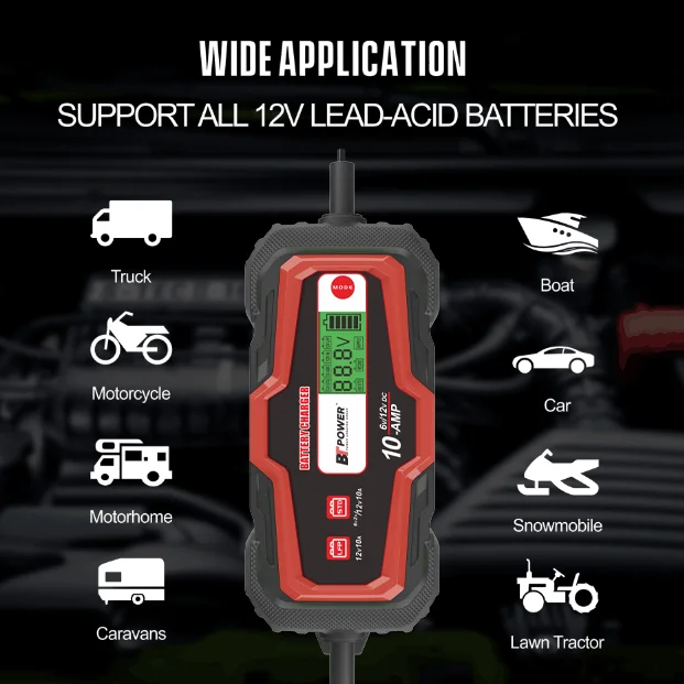 6v 12v 2Amp Fully Automatic Smart battery charger  maintainer for Car motorcycle ATV