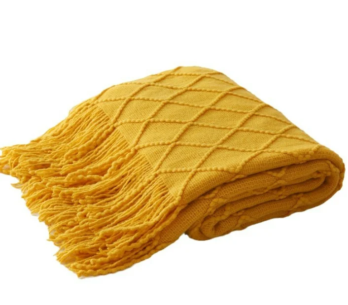 New Soft Knitted Throw for Winter  Home Textile Farmhouse Decorative Women and Men with Tassel Couch Woven  Plaid