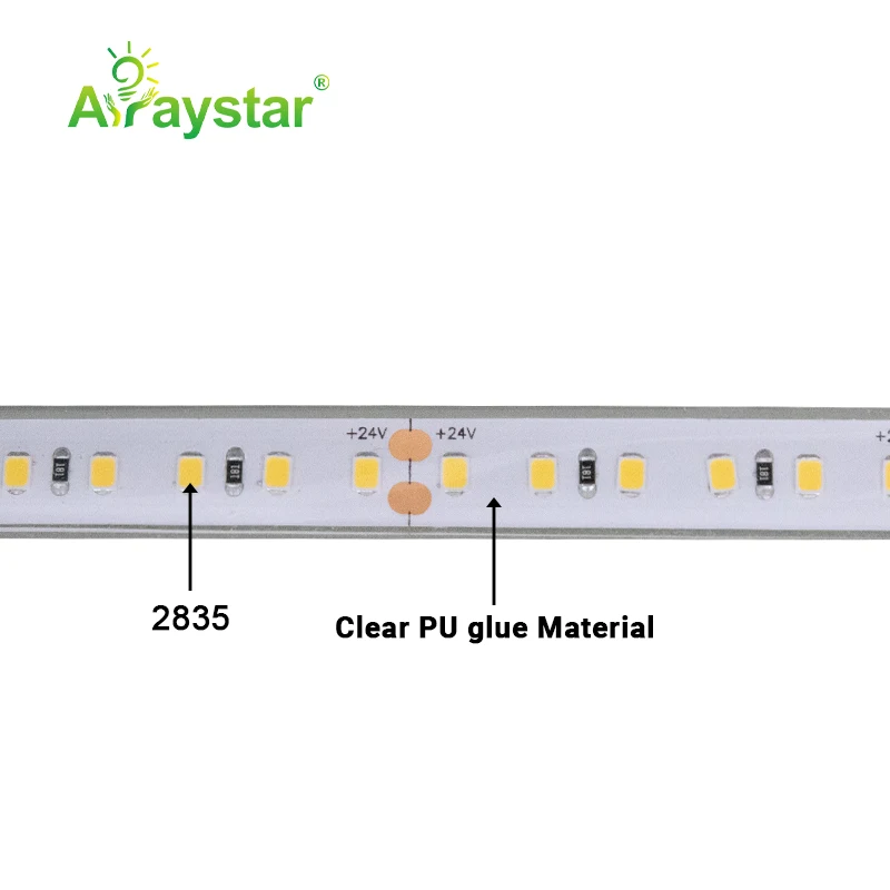 Outdoor waterproof IP67 IP68 LED strip PU extrusion 12mm 2835 3000K 4000K 24V LED strip light for underwater and sauna room
