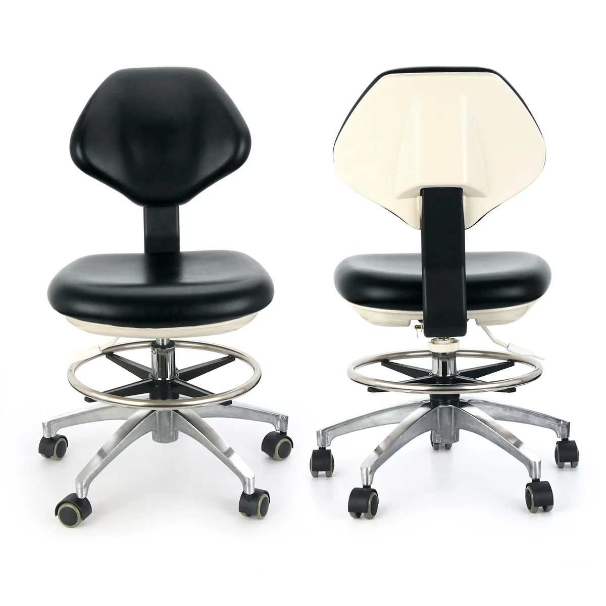 
Hospital Dentist Assistant Stool PU Leather High Density Rebond Foam Mobile Dental Doctor Chair 