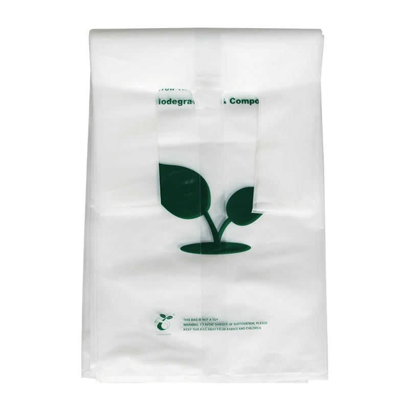 
100% biodegradable cornstarch EN13432 certificated eco supermarket compostable shopping bags 