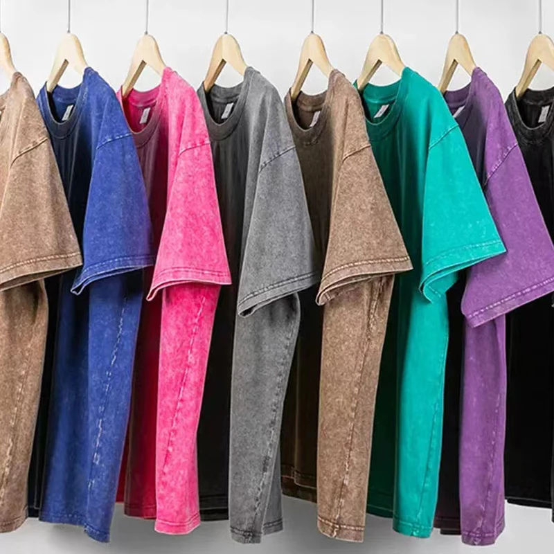 180gsm 230gsm 260gsm 280gsm Custom Logo Vintage T Shirt Washed Black T-shirts Black Oversized Acid Washed T Shirt