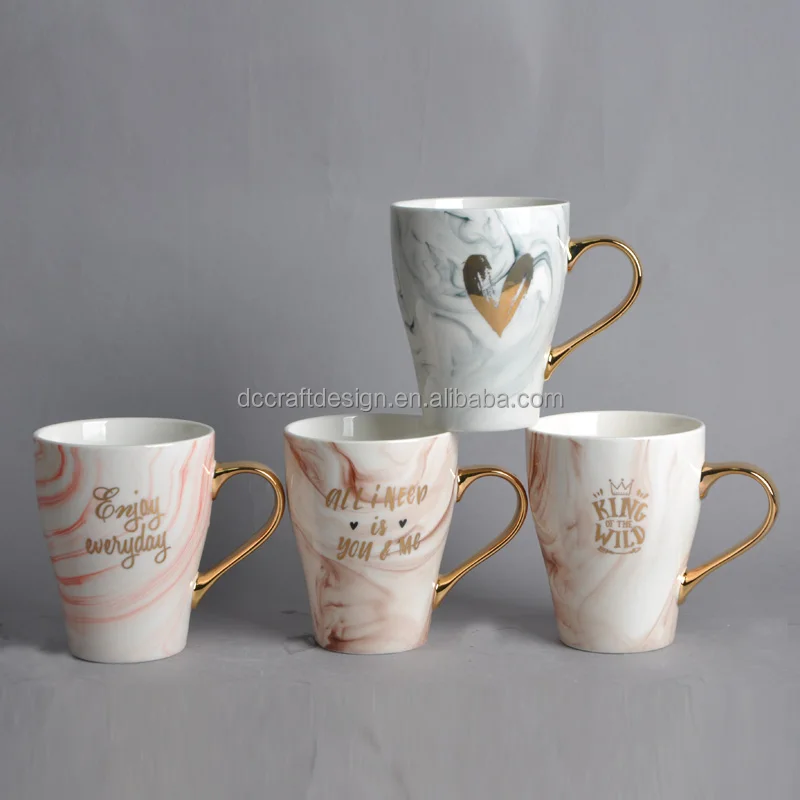 Custom Ceramic Gold Hand Printed Coffee Cup Stoneware Printed Mugs 500ml