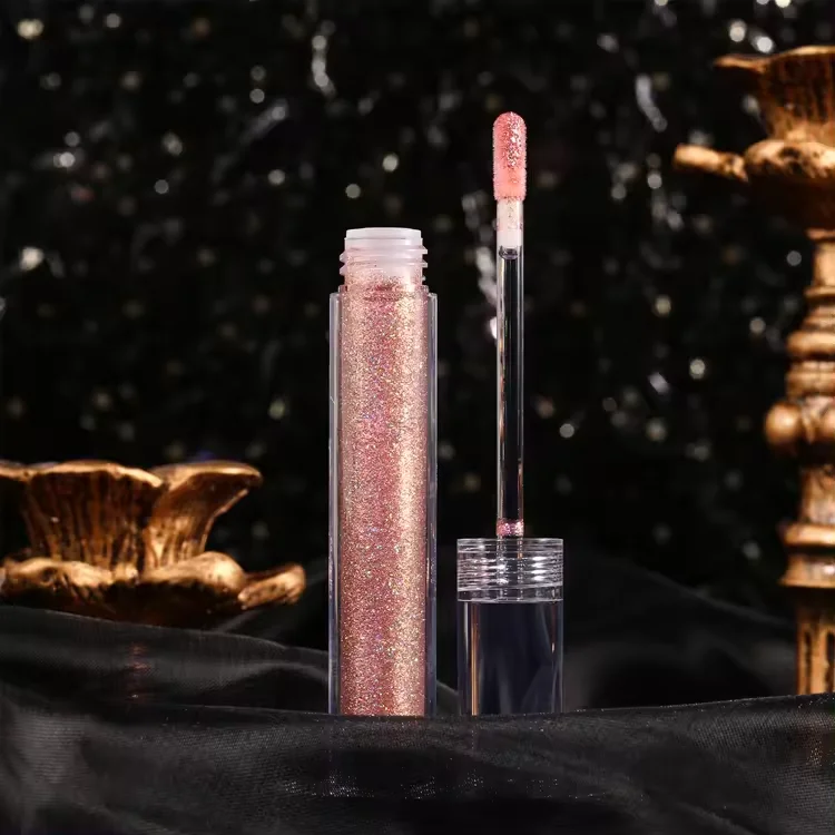 Holographic Lipgloss Waterproof Longlasting Private Label Custom Clear Gold Pink Lip Gloss Wholesale Bulk Glitter Lipgloss