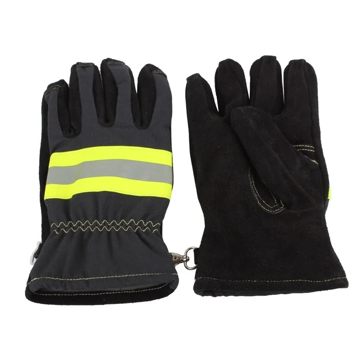 Heat resistance  Aramid Fireman Safety Gloves Fire Proof Firefighter  Firefighing Leather  Gloves Factory Direct Sales