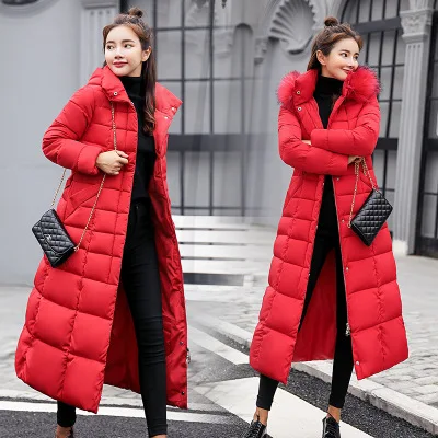 2019 high quality fur collar women long winter coat female warm wadded jacket womens outerwear parka casaco feminino inverno
