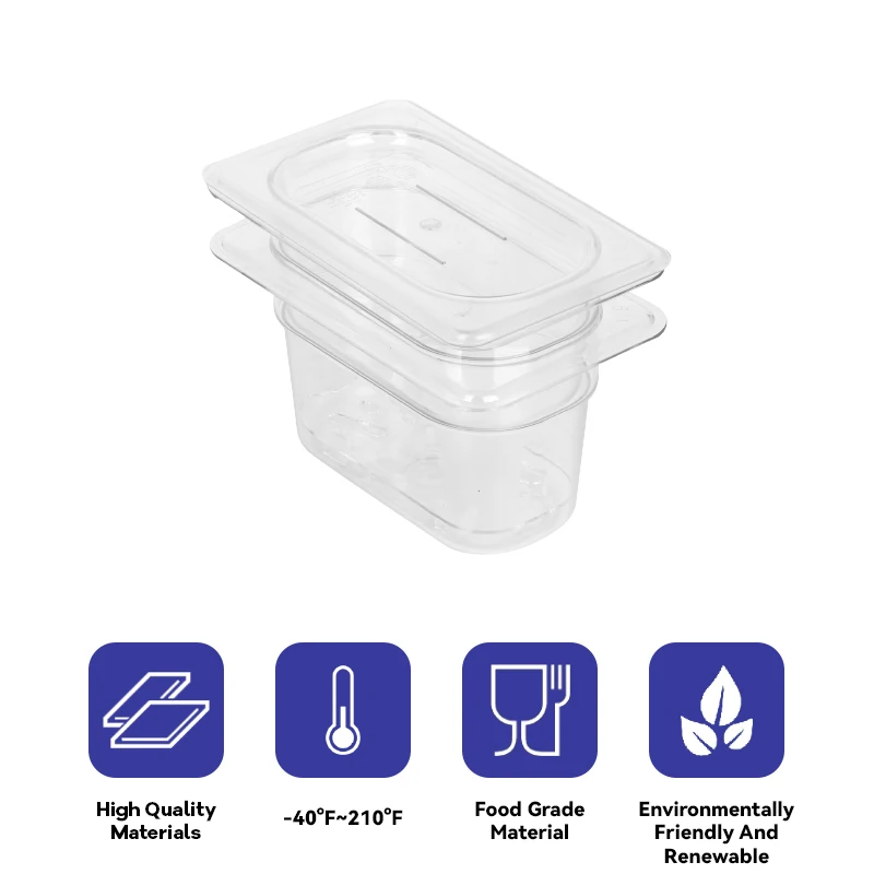 New Design Food Stall Polycarbonate Food Container Gastronome Trays PC Gn Pan With Lid With Cover For Home Kitchen Hotel