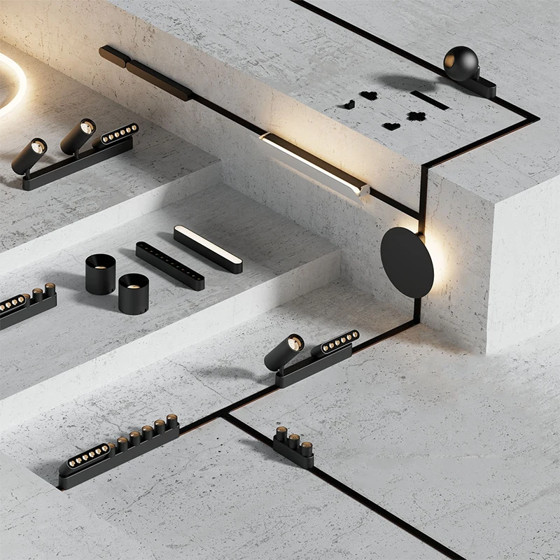 Ultra Slim Magnet Track Lamp 24v Mini Ceiling Surface Mounted Led Magnetic Track Light