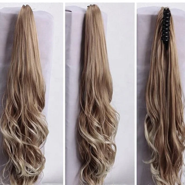 Manufacturers Wholesale Female Big Waves In Pear Wig And Pony Tail Three Plaits In Long False Ponytail Wigs