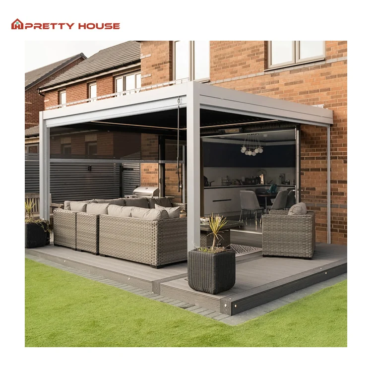 Customized 3X3 3X4 Balcony Garden Canopy Awning Gazebo Bioclimatic Louvered Outdoor Aluminum Pergola