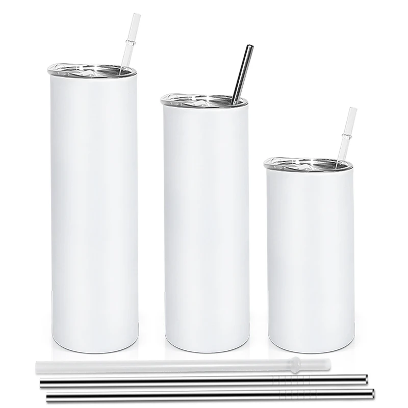 20oz Stainless Steel lackluster Double Walled Vacuum Insulated Sublimation Blanks Straight Skinny matte Tumbler With Straw