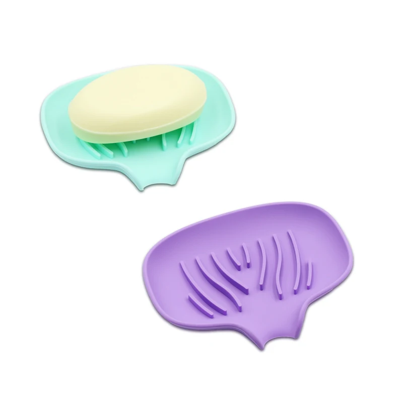 Silicone Seashell Self Draining Soap Dish For Bathroom Shower Soap Holder