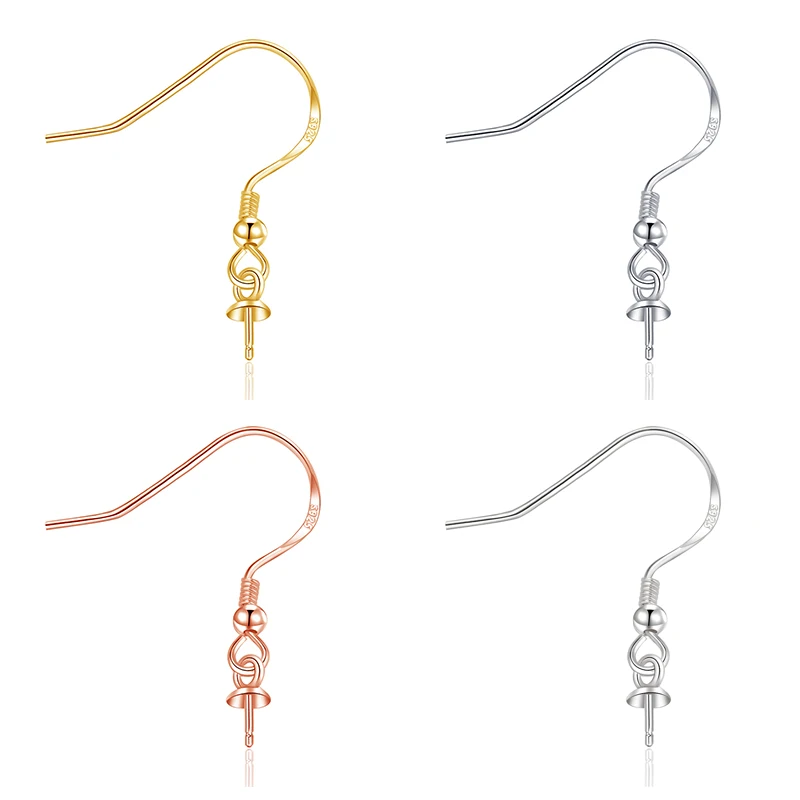 Wholesale Hook Wire Earrings Jewelry Findings DIY Sterling Silver 925 Earing Hooks For Jewellery Making Supplies