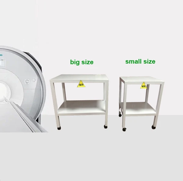 MRI compatible instrument trolley with 2 shelves for 1.5T and 3.0T MR system