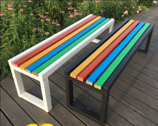 High Quality Modern Outdoor Public Park Metal Steel Solid Garden Patio Wooden Bench