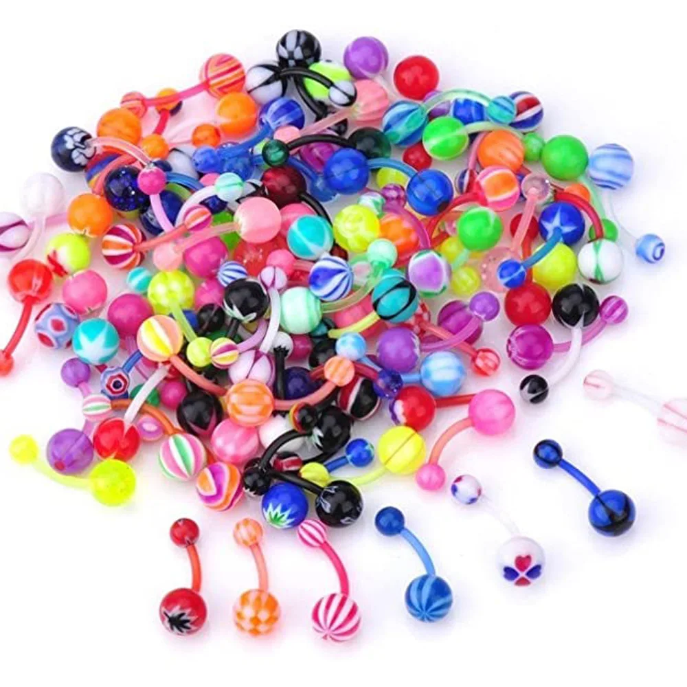 1PC Acrylic Belly Button Rings Navel Ring Mixed Colors Belly Piercing Body Jewelry for Women Beach Belly Piercing