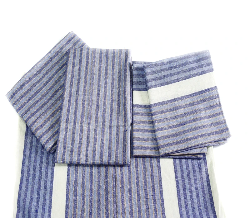 100% Cotton Two Tone Stripe Kitchen Tea Towels Super Absorbent 50x70 Cm