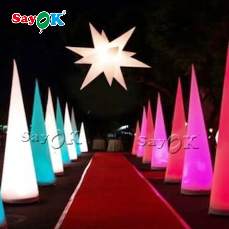 Led Light Large Inflatable Traffic Cone For Decoration Inflatable Cone End